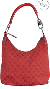 Gucci Red GG Canvas Hobo – Silver Hardware, Back view | Sold Attire
