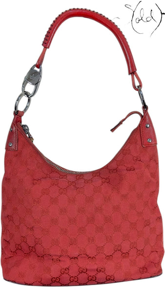 Product: Gucci Red GG Canvas Hobo – Silver Hardware | Sold Attire