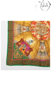 gucci teatro opera green silk scarf, detail view 4