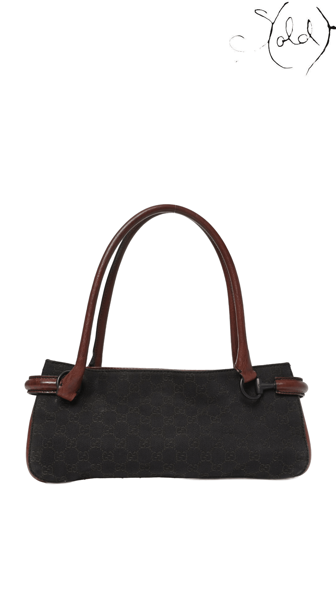 Gucci Monogram Canvas Shoulder Bag Brown, front whole product