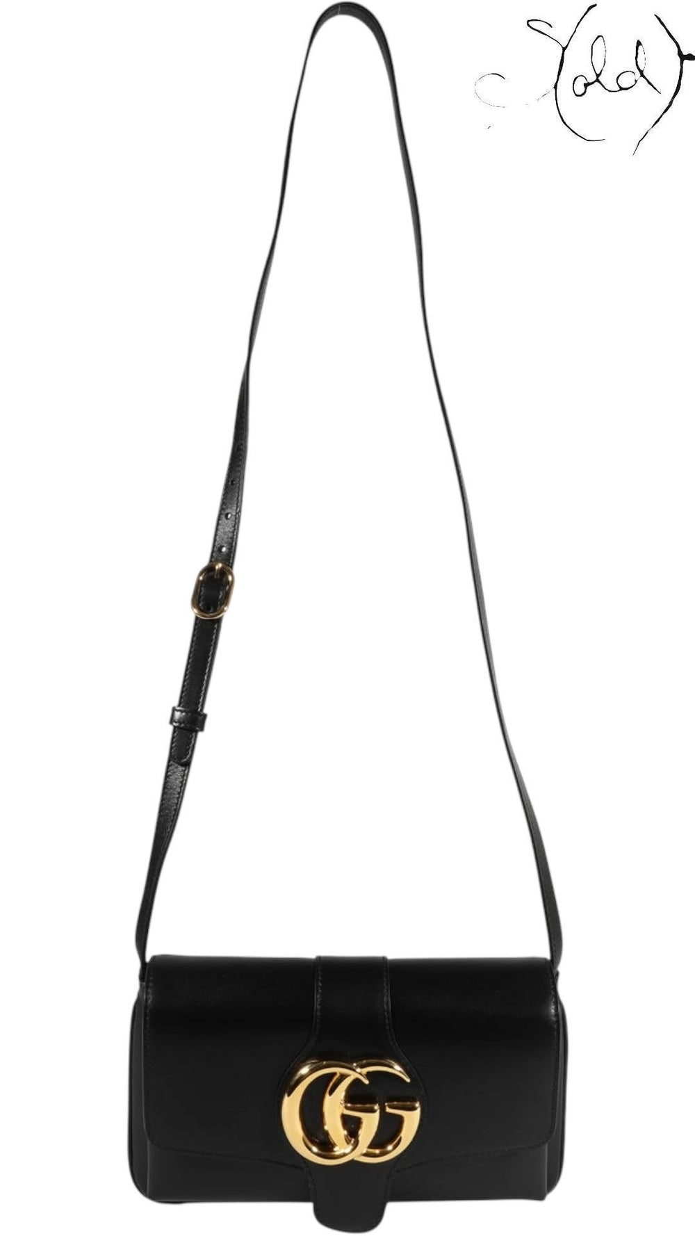 Gucci Arli Small Shoulder Bag Black Leather GG Hardware, Back view | Sold Attire