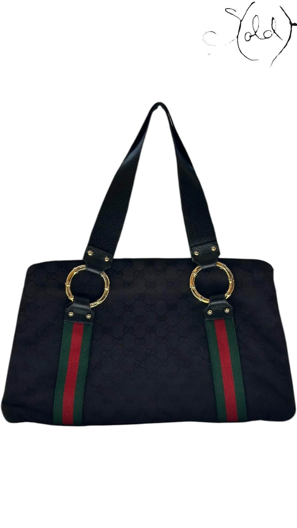 Gucci Vintage Monogram Web Handbag – 2000s Noir, Back view | Sold Attire