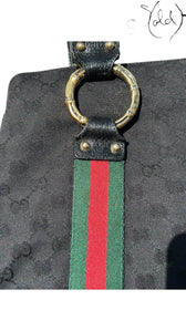 Gucci Vintage Monogram Web Handbag – 2000s Noir, Lining detail | Sold Attire