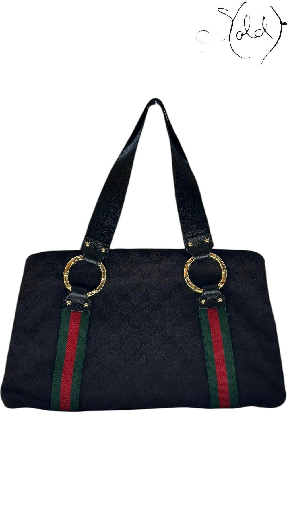 Gucci Vintage Monogram Web Handbag – 2000s Noir, Interior view | Sold Attire