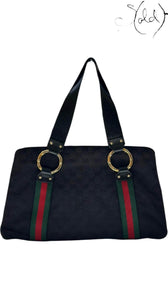 Gucci Vintage Monogram Web Handbag – 2000s Noir, Interior view | Sold Attire