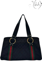 Gucci Vintage Monogram Web Handbag – 2000s Noir, Authenticated Pre-Owned | Sold Attire