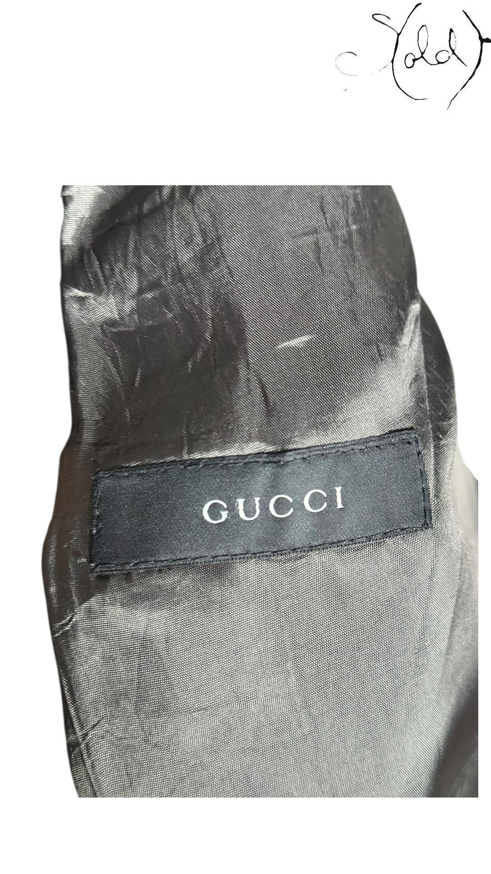 Gucci Wool Cape Coat Charcoal GG Monogram 1990s Size 42-44, Detail view | Sold Attire