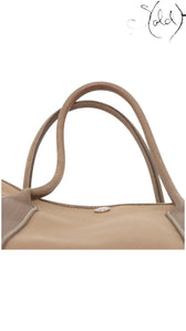 Sold Attire pre-owned Hermes Garden Party 36 PM tote in Etoupe Toile Officier canvas and Negonda leather handles.