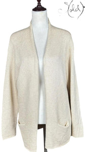 Hermès Silk Cardigan Cream Open-Knit 1990s Size 44, Interior view | Sold Attire