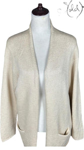 Hermès Silk Cardigan Cream Open-Knit 1990s Size 44, Back view | Sold Attire