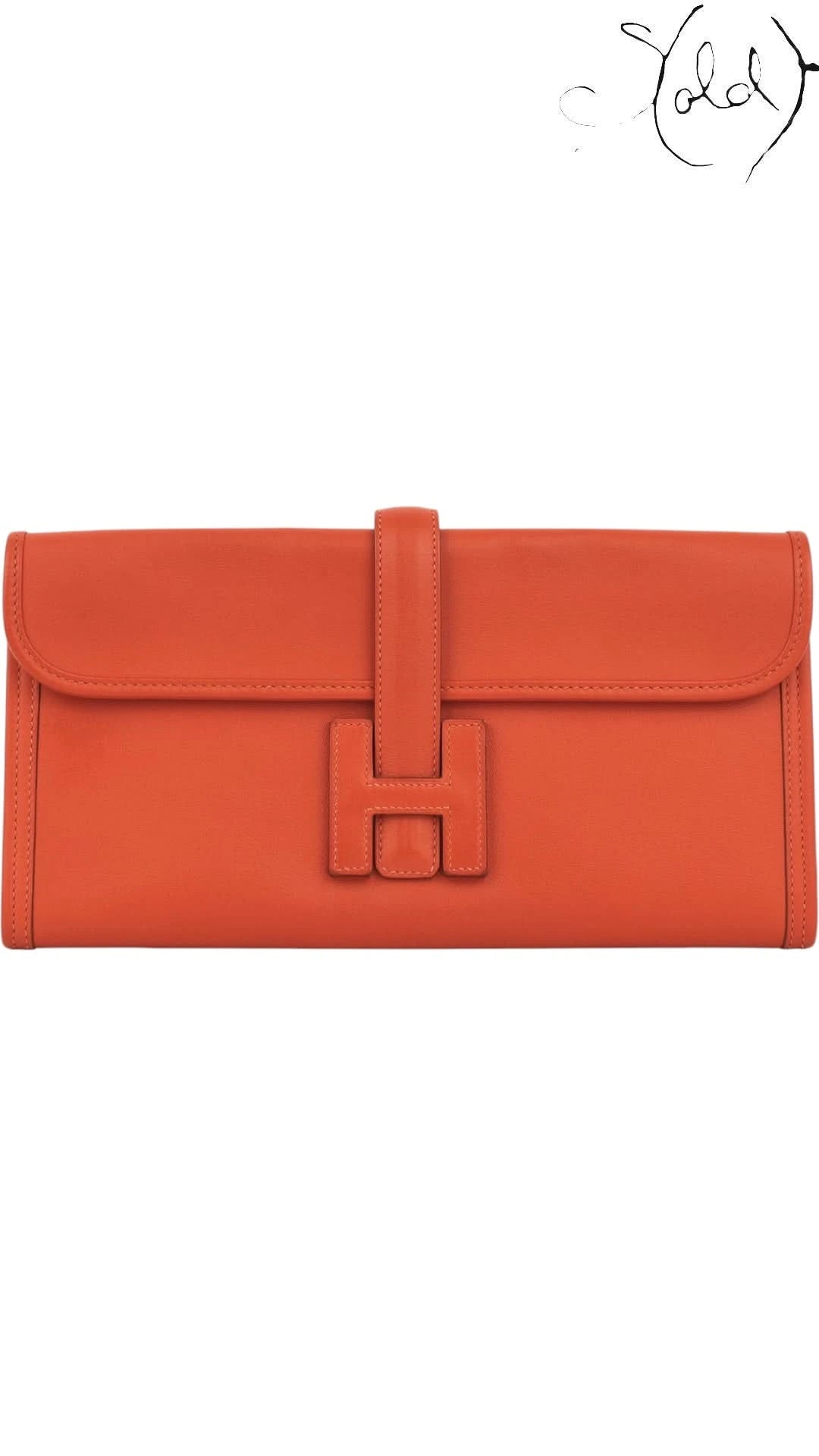 Hermès Jige 29 Swift Leather Clutch Orange | Sold Attire