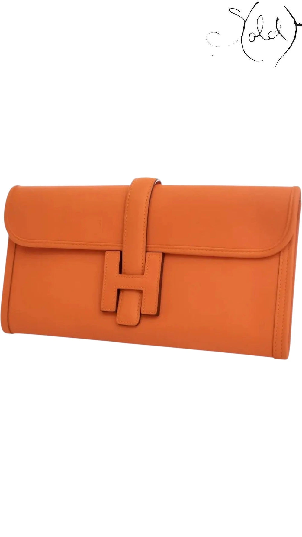Hermès Jige 29 Swift Leather Clutch Orange, Side view | Sold Attire