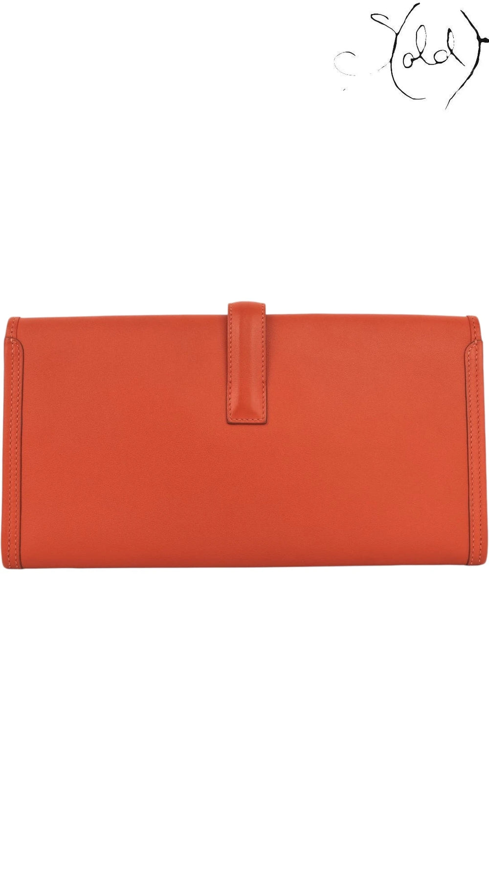 Hermès Jige 29 Swift Leather Clutch Orange, Back view | Sold Attire