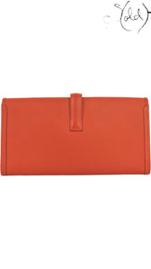 Hermès Jige 29 Swift Leather Clutch Orange, Back view | Sold Attire