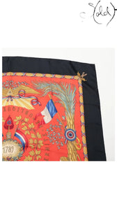 Hermes Carre 90 Liberte Egalite Fraternite Silk Scarf — detail view 3