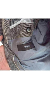 Hugo Boss Grey Herringbone Coat – XL Size, Interior view | Sold Attire