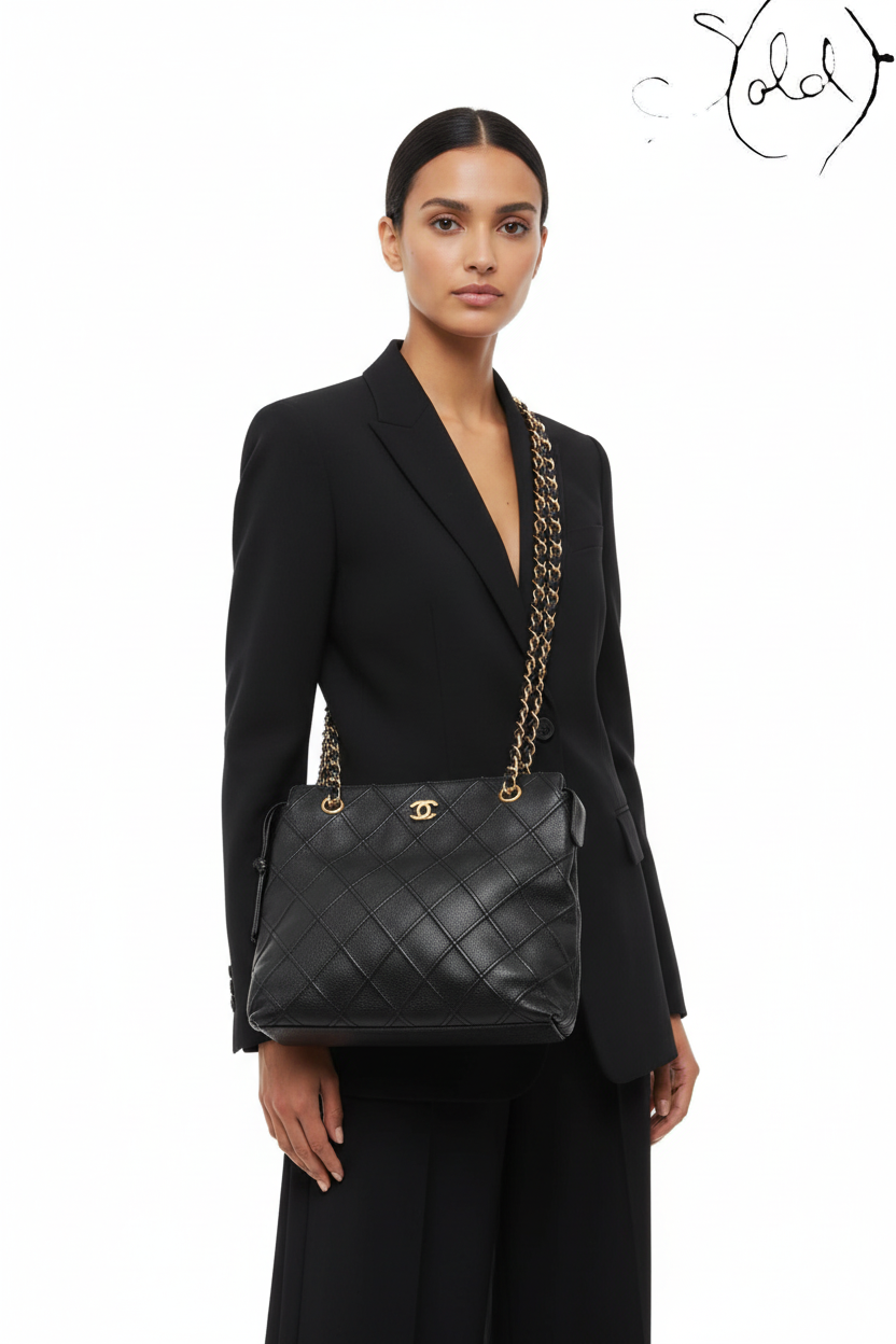 Chanel Bicolore caviar shoulder bag with Lydia Zamalek luxury vintage editorial