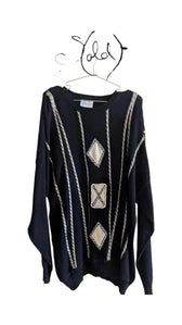Italian Navy Wool Jumper - Vintage Winter Style, Back view | Sold Attire