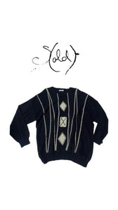 Italian Navy Wool Jumper - Vintage Winter Style, Authenticated Pre-Owned | Sold Attire