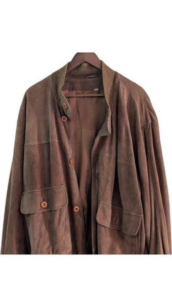 Product: Italian Suede Bomber Jacket - Vintage Refined Style