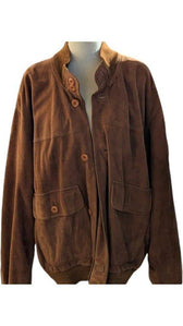 Italian Suede Bomber Jacket - Vintage Refined Style, Back view | Sold Attire