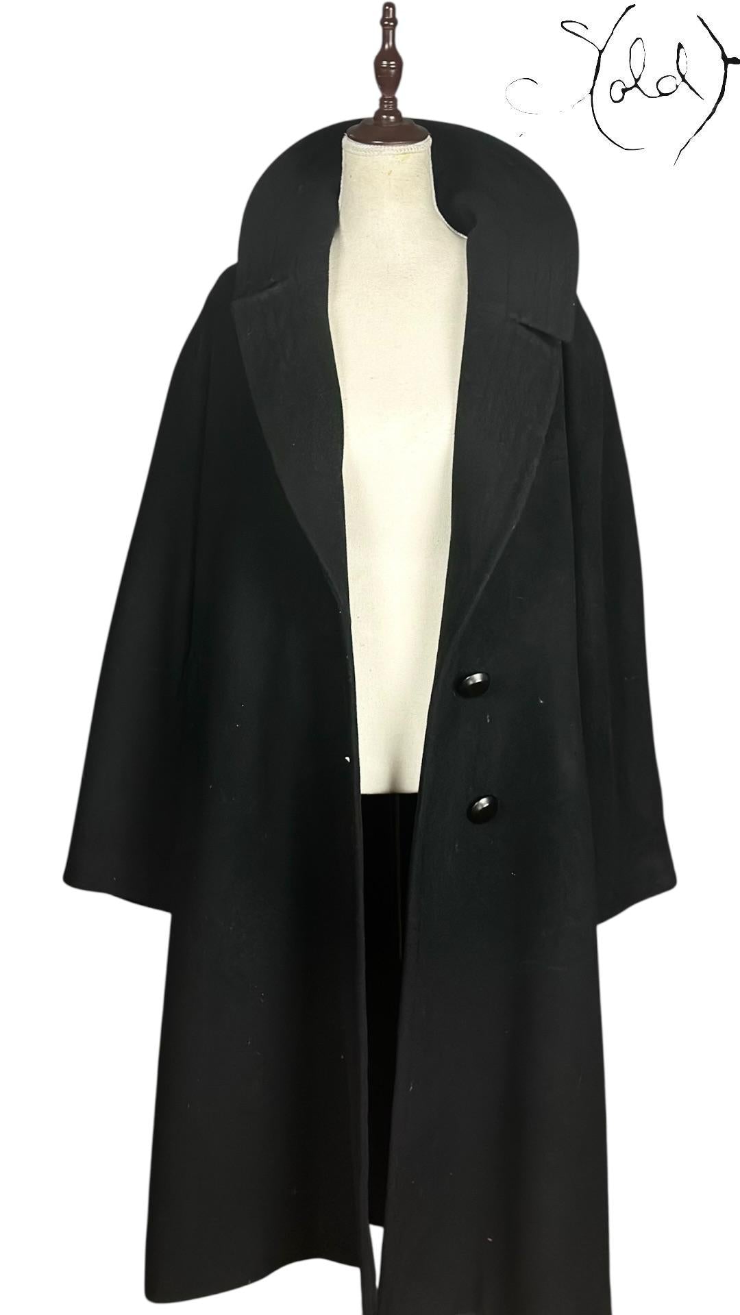 Jil Sander Wool Coat Black Kimono Sleeves Late 2010s Size 45 — Hardware detail | Sold Attire