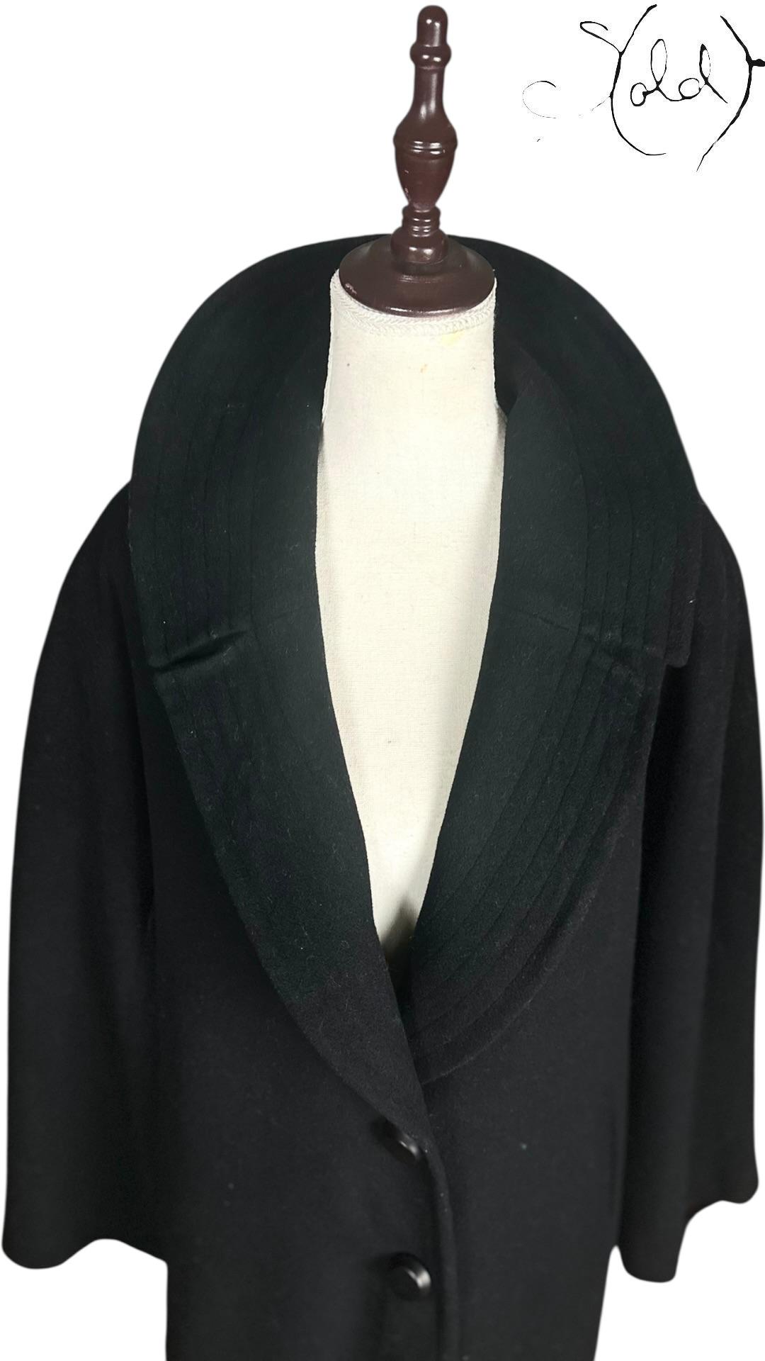 Jil Sander Wool Coat Black Kimono Sleeves Late 2010s Size 45 — Side view | Sold Attire