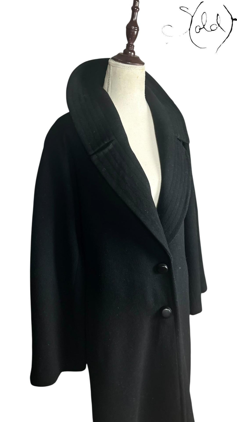 Jil Sander Wool Coat Black Kimono Sleeves Late 2010s Size 45, Back view | Sold Attire