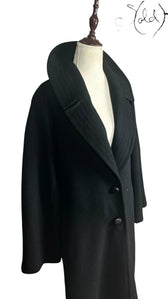 Jil Sander Wool Coat Black Kimono Sleeves Late 2010s Size 45, Back view | Sold Attire