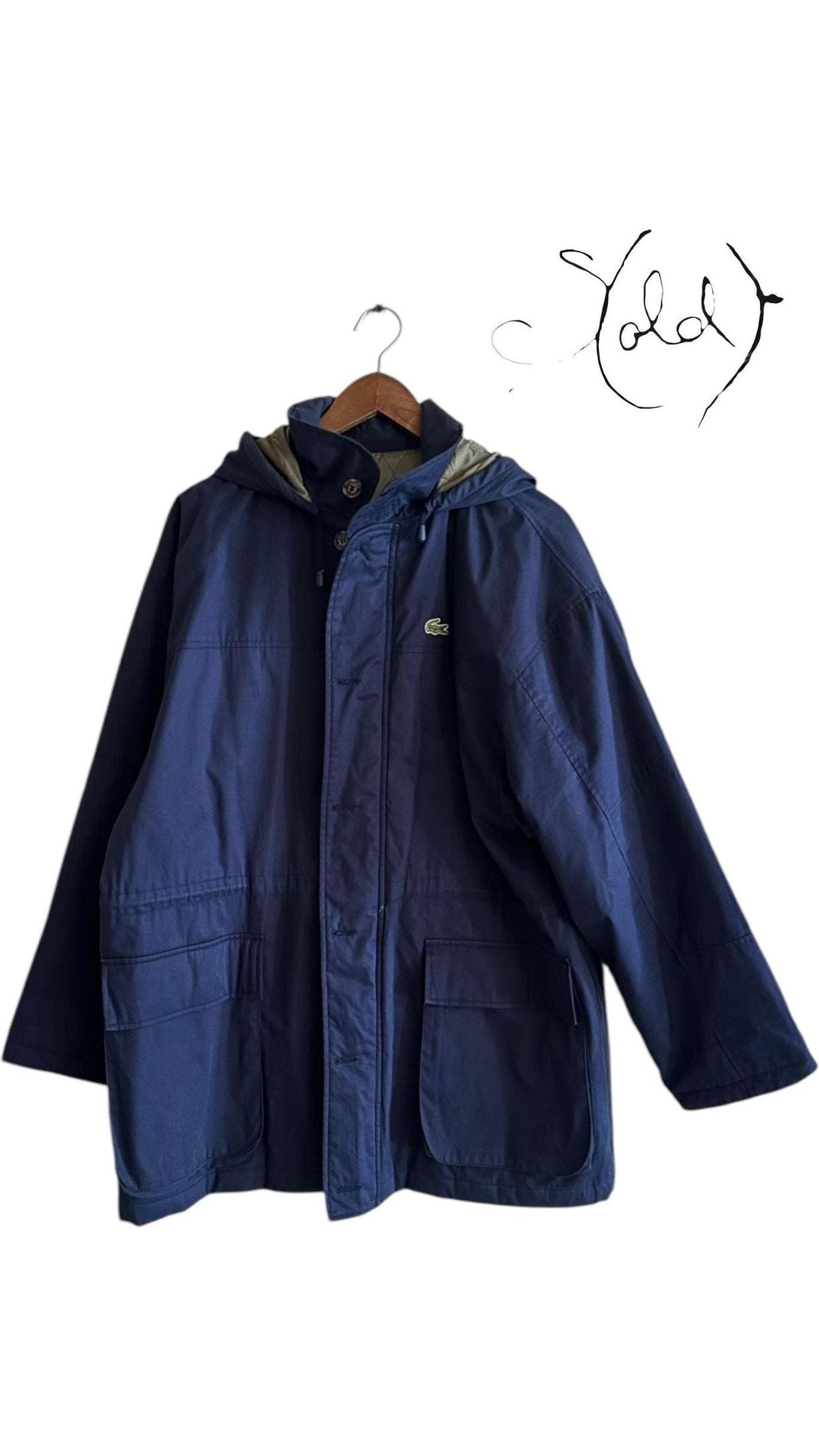 Lacoste Navy Hooded Jacket - Casual Luxury coats, Rare Gems