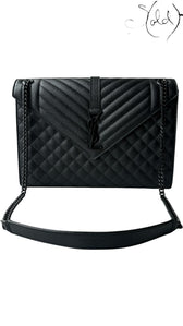 Saint Laurent Envelope Large Grained Leather Bag Black 2010s, Authenticated Pre-Owned | Sold Attire