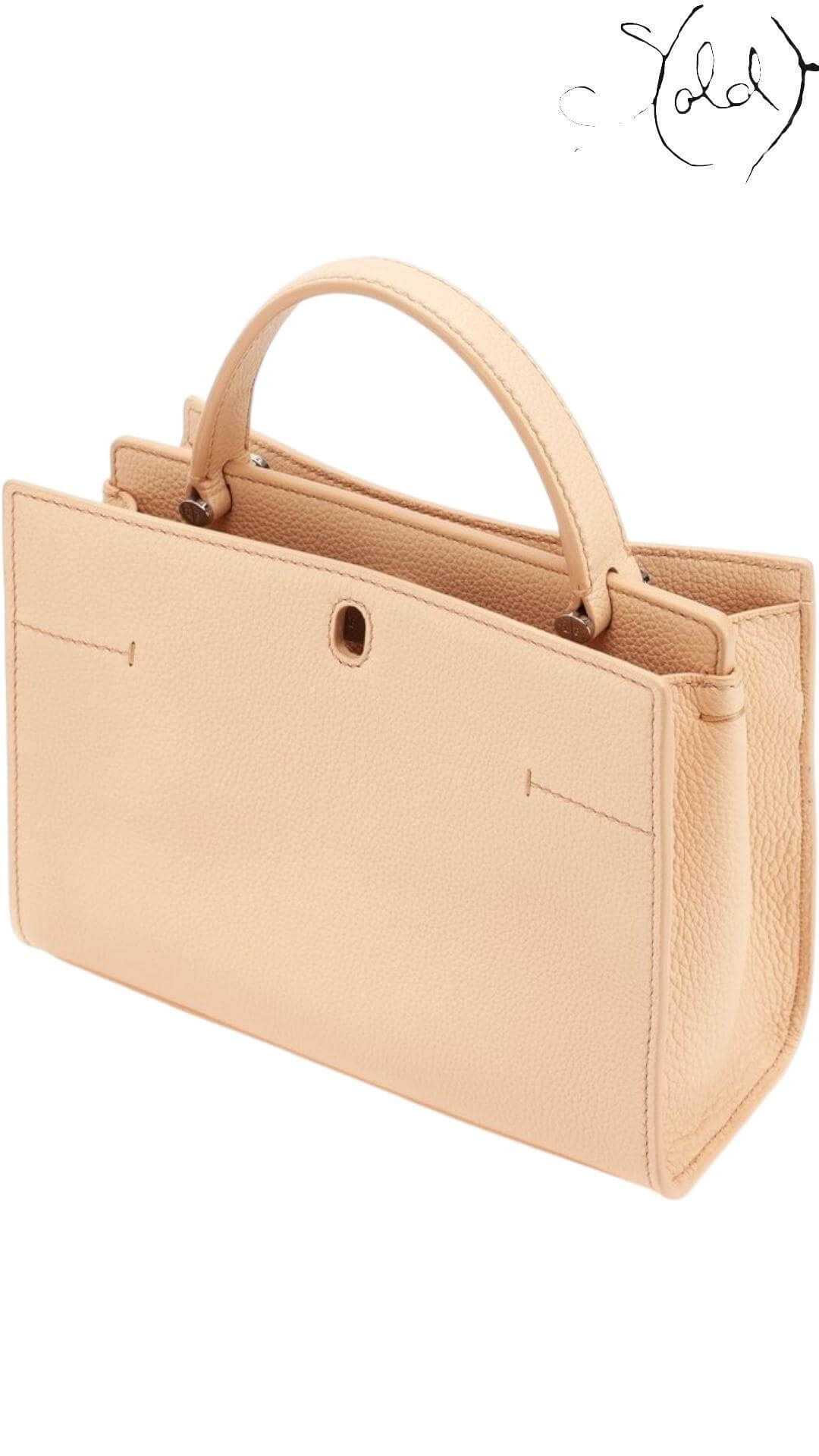 Loro Piana Cluisee Medium Tote – Light-Pink Calfskin, Detail view | Sold Attire
