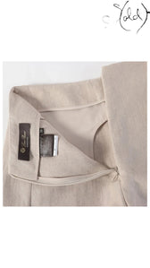 loro piana beige linen skirt, detail view 3
