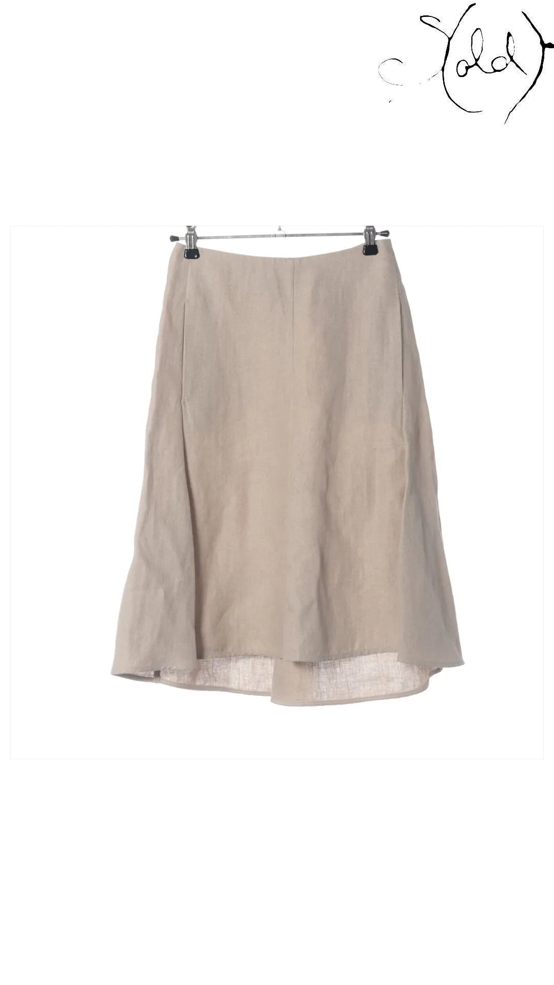 loro piana beige linen skirt, full view