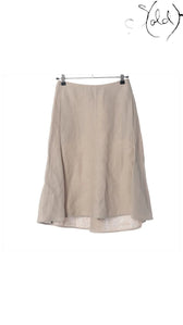 loro piana beige linen skirt, full view