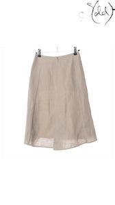 loro piana beige linen skirt, detail view 1