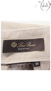 loro piana beige linen skirt, detail view 4