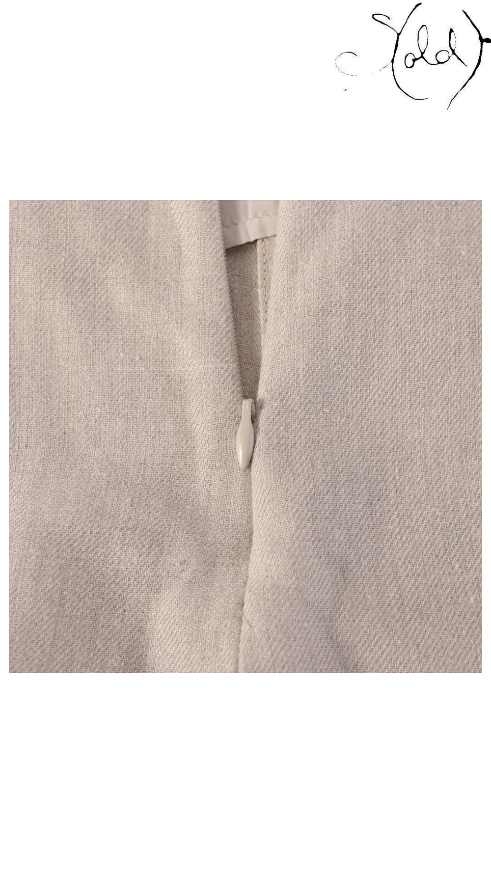 loro piana beige linen skirt, detail view 2