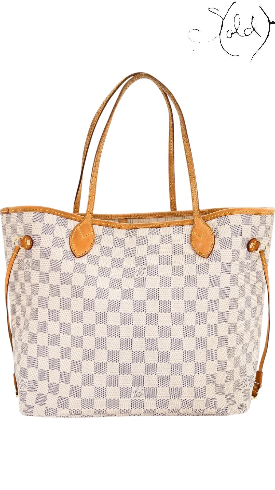 Louis Vuitton Neverfull MM Azur Damier Canvas 2010, Strap detail | Sold Attire