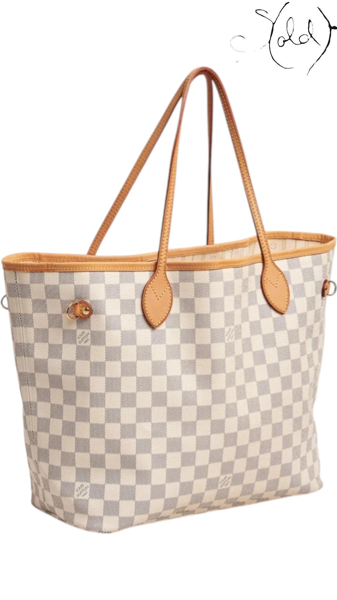 Louis Vuitton Neverfull MM Azur Damier Canvas 2010, Close-up | Sold Attire