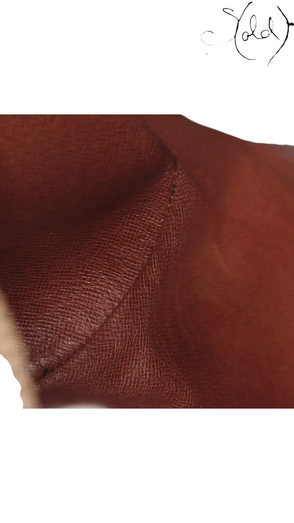Sold Attire brown Louis Vuitton Monogram Papillon 30 interior detail with coated canvas and leather trim.