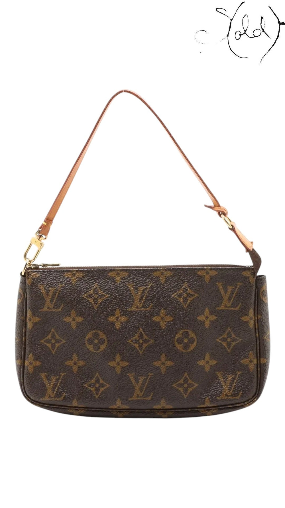 Sold Attire brown Monogram coated canvas Pochette Accessoires bag with leather strap and gold-tone hardware