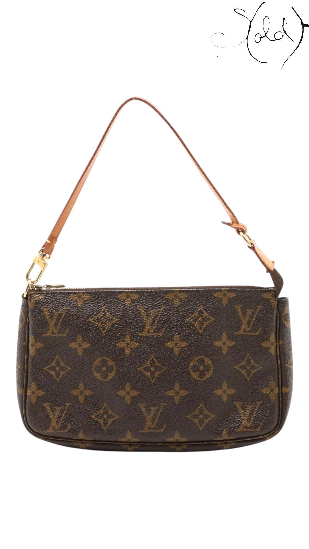 Sold Attire brown Monogram coated canvas Pochette Accessoires bag with leather strap and gold-tone hardware