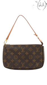 Sold Attire brown Monogram coated canvas Pochette Accessoires bag with leather strap and gold-tone hardware