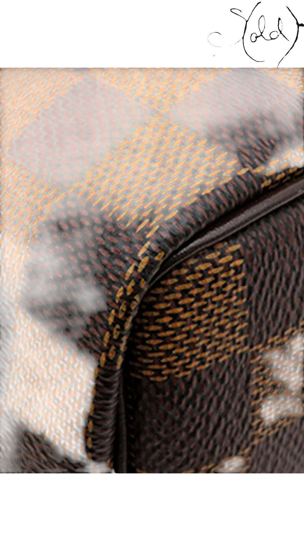 Sold Attire Louis Vuitton Speedy 25 featuring brown Damier Ebene coated canvas with dark leather piping detail
