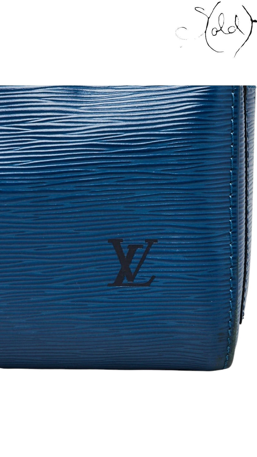 Sold Attire Louis Vuitton Speedy 30 bag in Toledo blue Epi leather with signature embossed LV logo detail