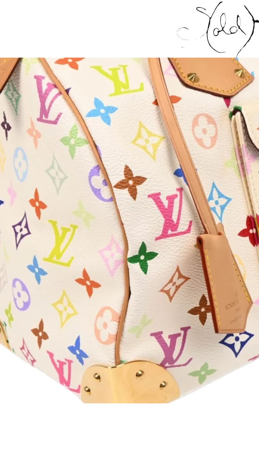 Louis Vuitton x Takashi Murakami Multicolore Speedy 30 White 2003, Interior view | Sold Attire
