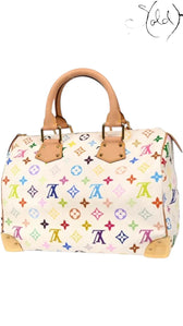 Louis Vuitton x Takashi Murakami Multicolore Speedy 30 White 2003, Back view | Sold Attire