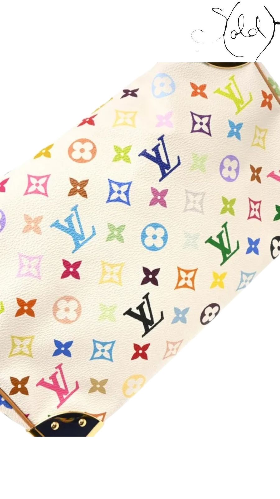 Louis Vuitton x Takashi Murakami Multicolore Speedy 30 White 2003, Base view | Sold Attire