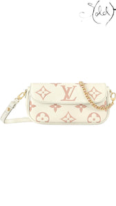 Sold Attire Louis Vuitton Wallet on Chain Ivy bicolor rose monogram empreinte calfskin with gold chain strap.